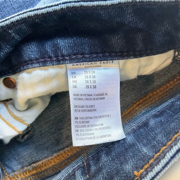 American Eagle Outfitters Men Waxed denim Straight Leg Jeans size 28 x 30, Blue - Picture 9 of 12